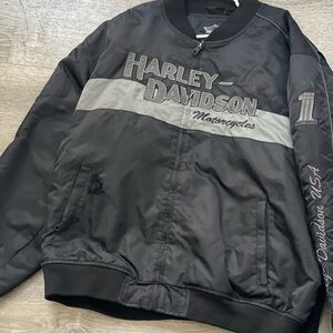 Harley-Davidson Gray and Black Bomber Jacket
